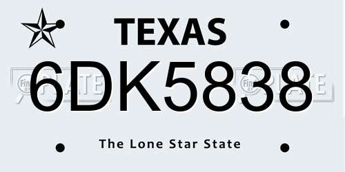 6DK5838 Texas License Plate