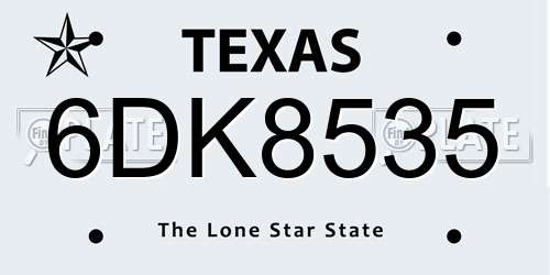 6DK8535 Texas License Plate