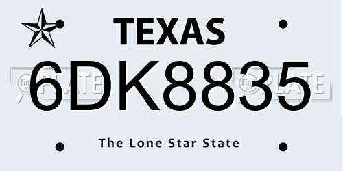 6DK8835 Texas License Plate