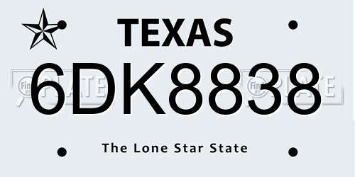 6DK8838 Texas License Plate