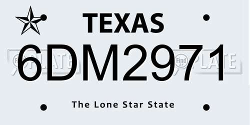 6DM2971 Texas License Plate