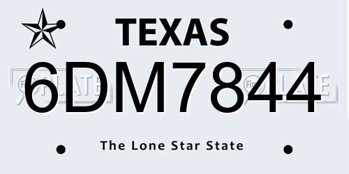 6DM7844 Texas License Plate