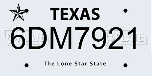 6DM7921 Texas License Plate