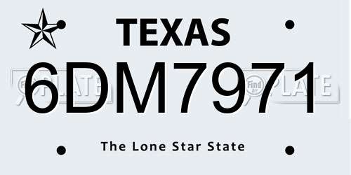 6DM7971 Texas License Plate