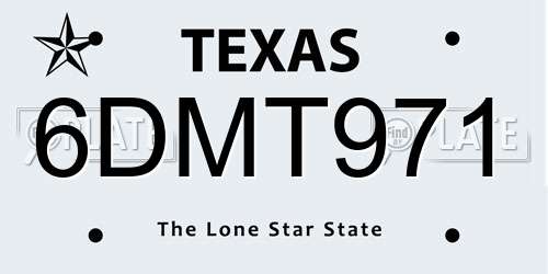 6DMT971 Texas License Plate