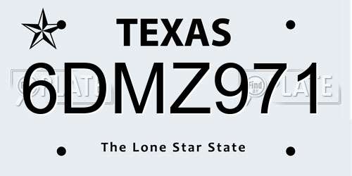 6DMZ971 Texas License Plate