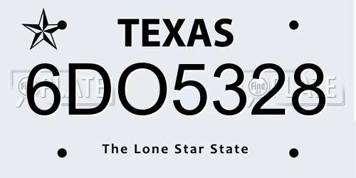 6DO5328 Texas License Plate