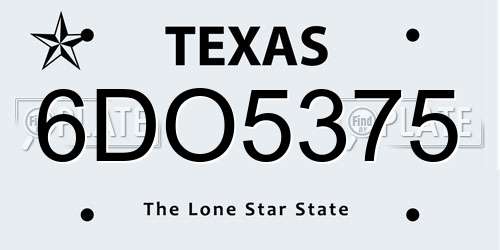 6DO5375 Texas License Plate