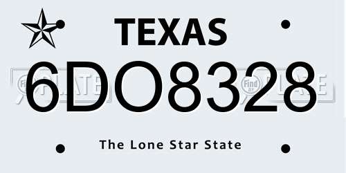 6DO8328 Texas License Plate