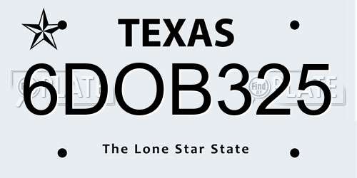 6DOB325 Texas License Plate