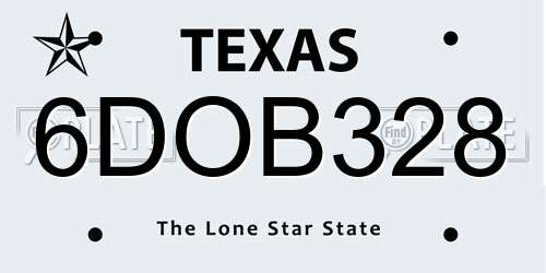 6DOB328 Texas License Plate