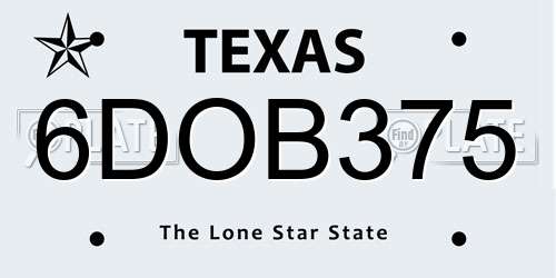 6DOB375 Texas License Plate