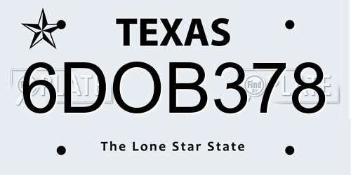 6DOB378 Texas License Plate