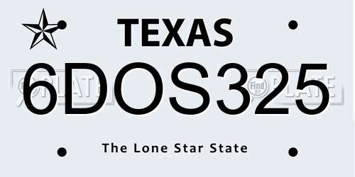 6DOS325 Texas License Plate