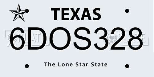 6DOS328 Texas License Plate