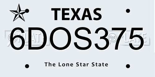 6DOS375 Texas License Plate