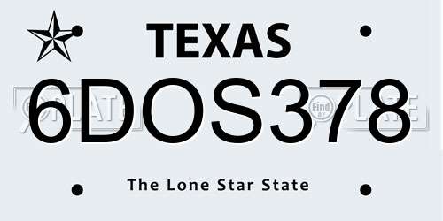 6DOS378 Texas License Plate