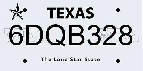 6DQB328 Texas License Plate