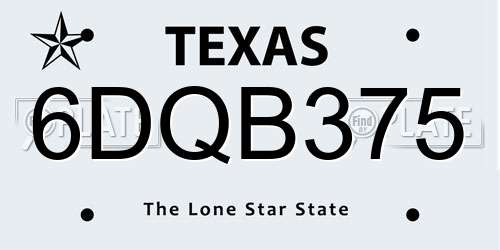 6DQB375 Texas License Plate