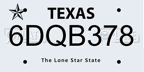 6DQB378 Texas License Plate
