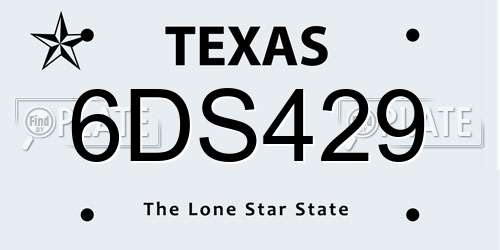 6DS429 Texas License Plate