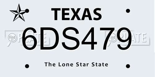 6DS479 Texas License Plate