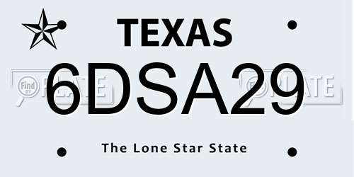 6DSA29 Texas License Plate