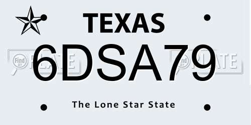 6DSA79 Texas License Plate
