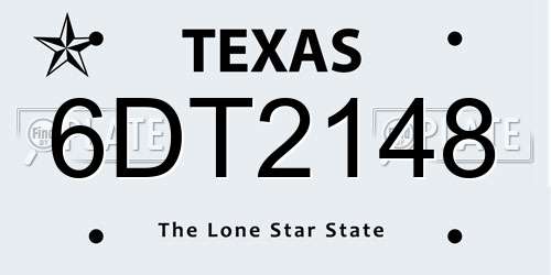6DT2148 Texas License Plate