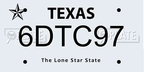 6DTC97 Texas License Plate
