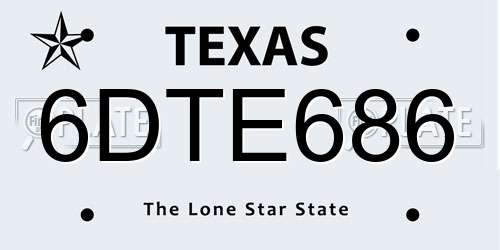 6DTE686 Texas License Plate