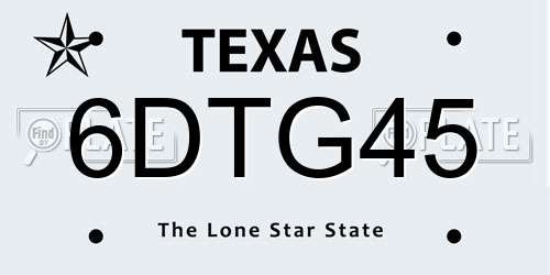 6DTG45 Texas License Plate