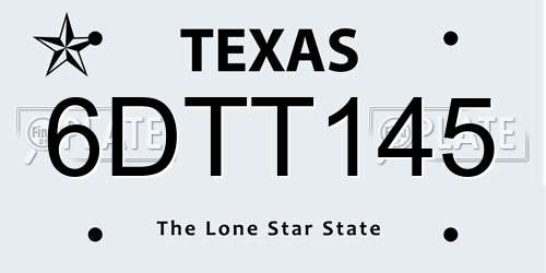 6DTT145 Texas License Plate