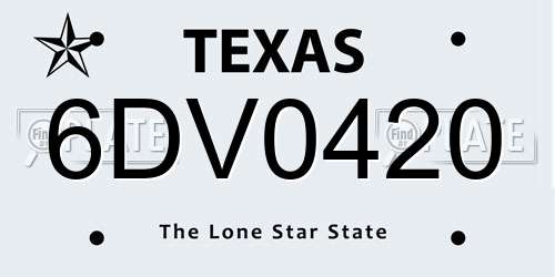 6DV0420 Texas License Plate