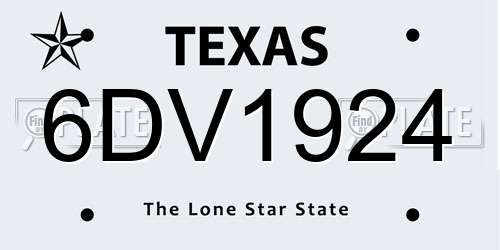 6DV1924 Texas License Plate