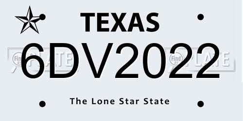 6DV2022 Texas License Plate