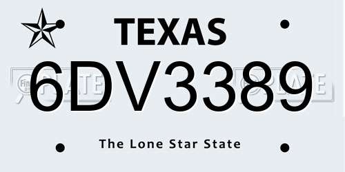 6DV3389 Texas License Plate