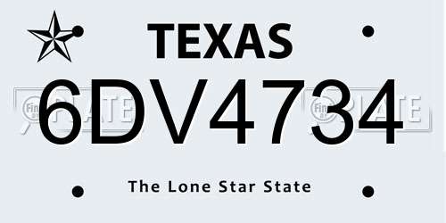 6DV4734 Texas License Plate
