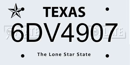 6DV4907 Texas License Plate