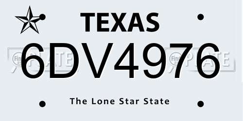 6DV4976 Texas License Plate
