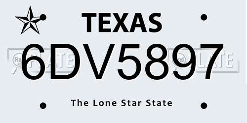 6DV5897 Texas License Plate