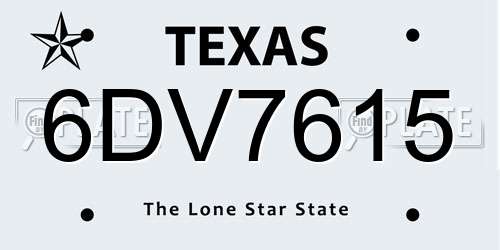 6DV7615 Texas License Plate