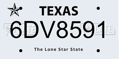6DV8591 Texas License Plate