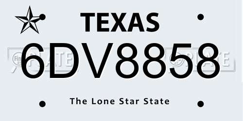 6DV8858 Texas License Plate