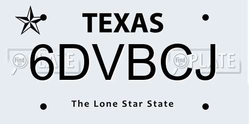 6DVBCJ Texas License Plate