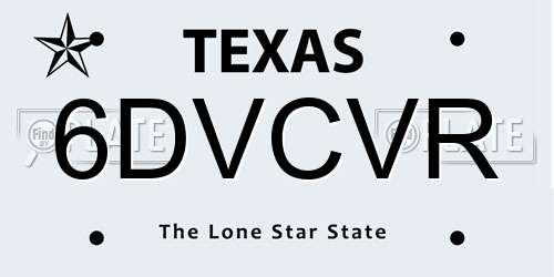 6DVCVR Texas License Plate
