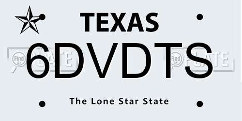 6DVDTS Texas License Plate
