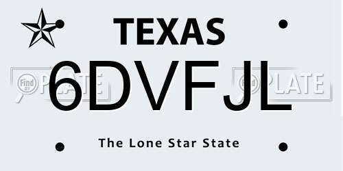 6DVFJL Texas License Plate