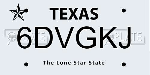 6DVGKJ Texas License Plate