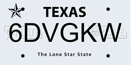 6DVGKW Texas License Plate